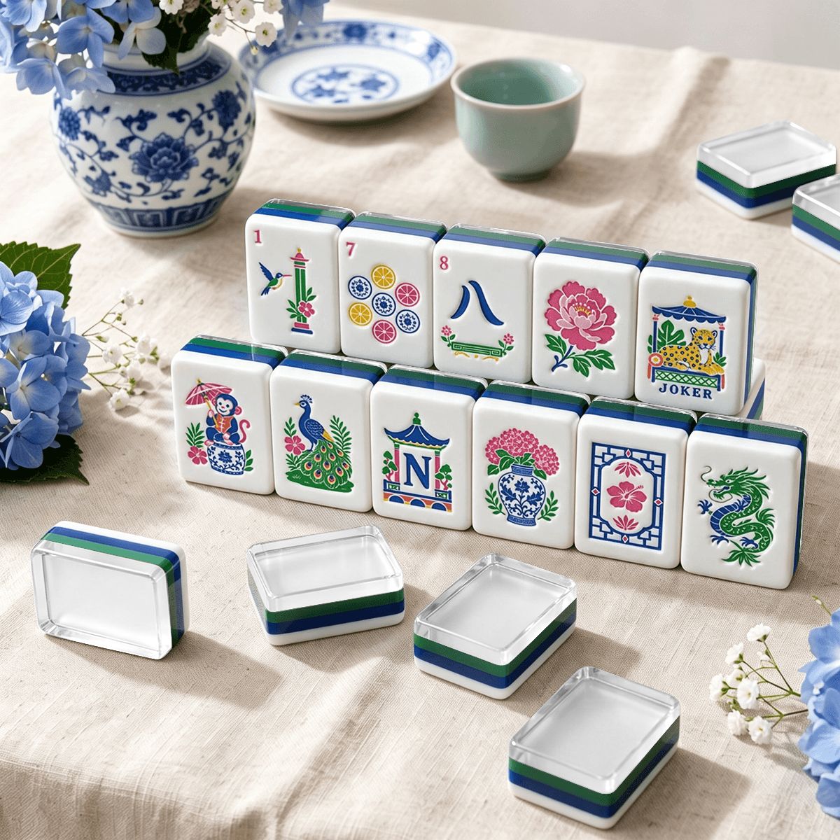 Chinoiserie Chic American Mahjong Tile Set