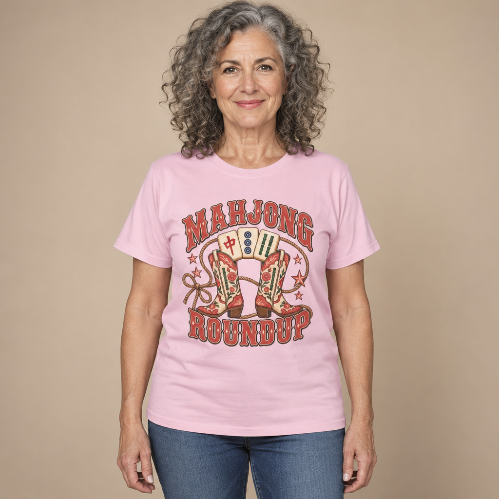 Mahjong Roundup T-Shirt in Blossom pink