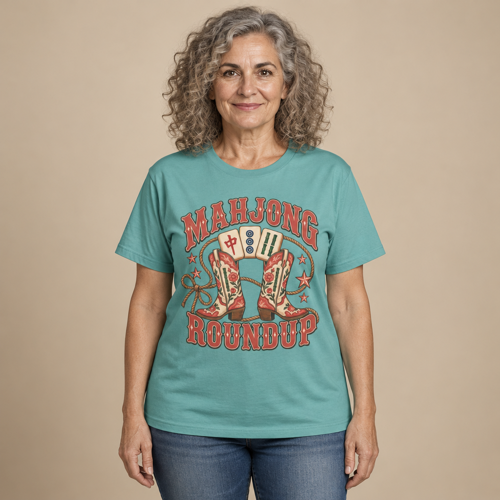 Mahjong Roundup T-Shirt in Seafoam green