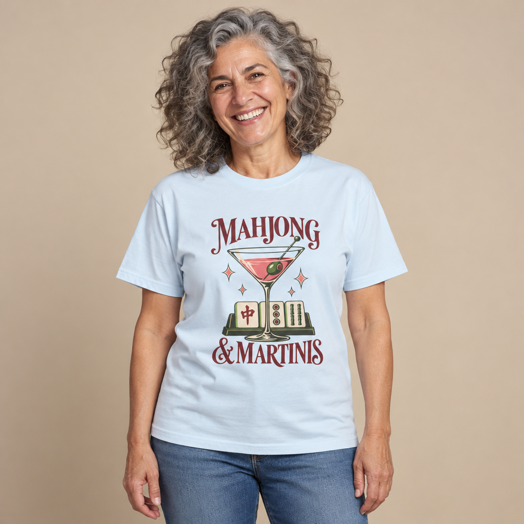 Mahjong & Martinis T-Shirt in Chambray blue