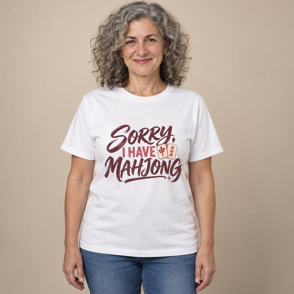 Sorry, I Have Mahjong T-Shirt in white