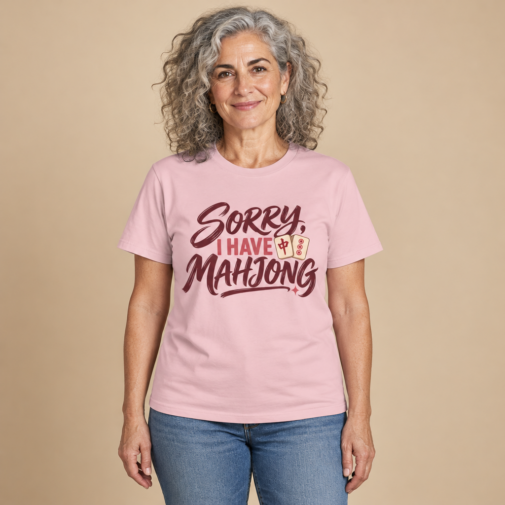 Sorry, I Have Mahjong T-Shirt in Blossom pink