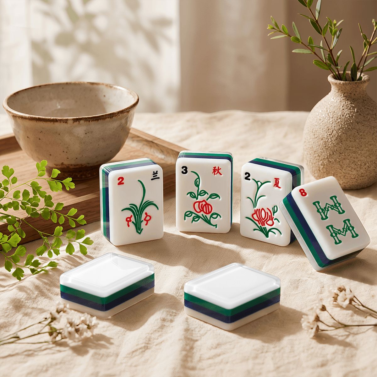 Blue & Green American Mahjong Tile Set - Mahj Mat Studio
