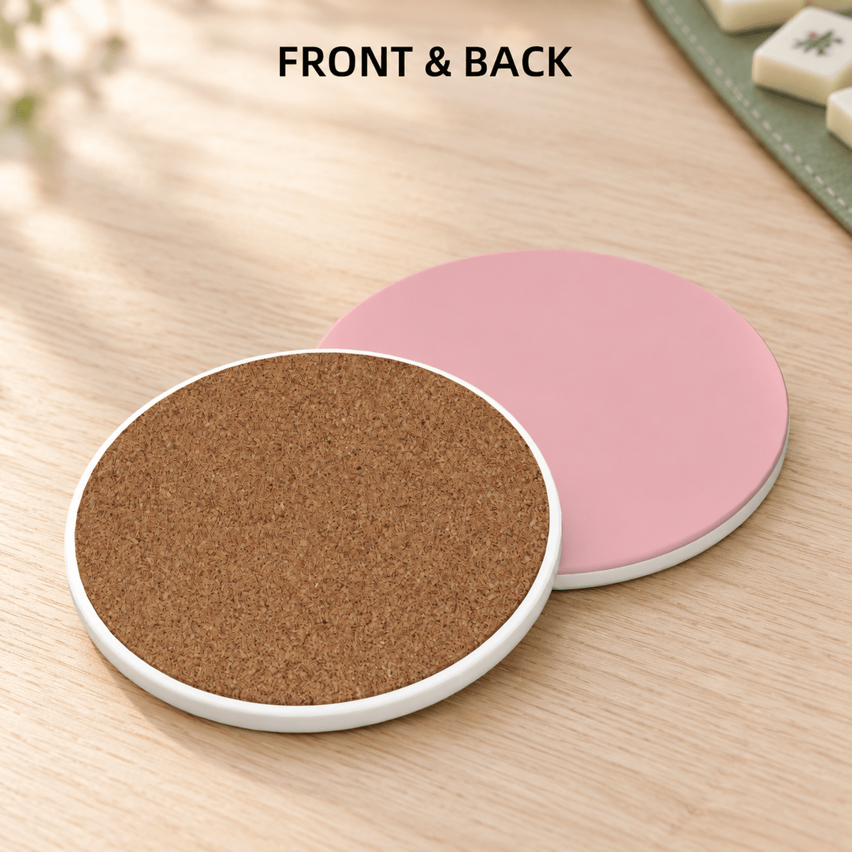 Blush Pink Ceramic Coasters with Holder | Set of 6 - Mahj Mat Studio