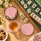 Blush Pink Ceramic Coasters with Holder | Set of 6 - Mahj Mat Studio