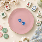 Blush Pink Scalloped Ceramic Mahjong Dice Tray - Mahj Mat Studio