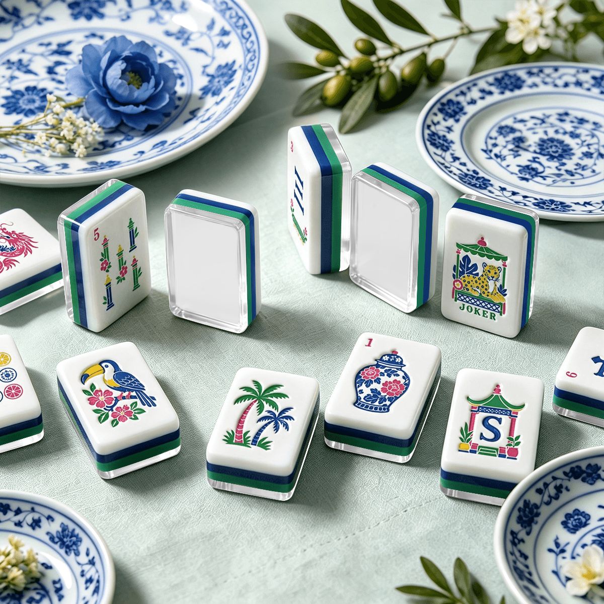 Chinoiserie Chic American Mahjong Tile Set - Mahj Mat Studio