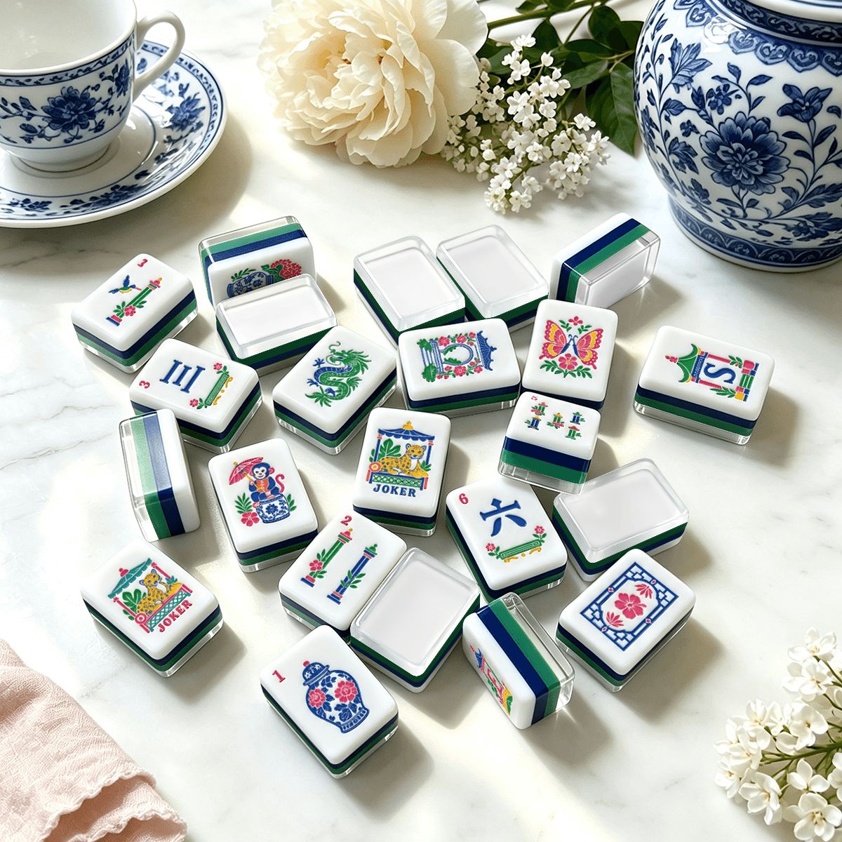 Chinoiserie Chic American Mahjong Tile Set - Mahj Mat Studio