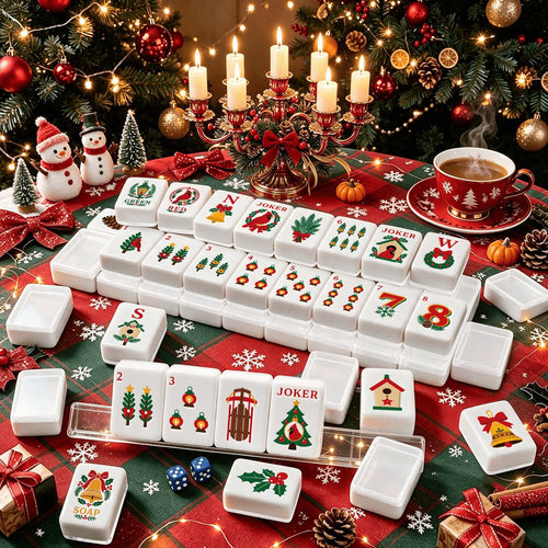 Christmas Cardinal American Mahjong Tile Set - Mahj Mat Studio