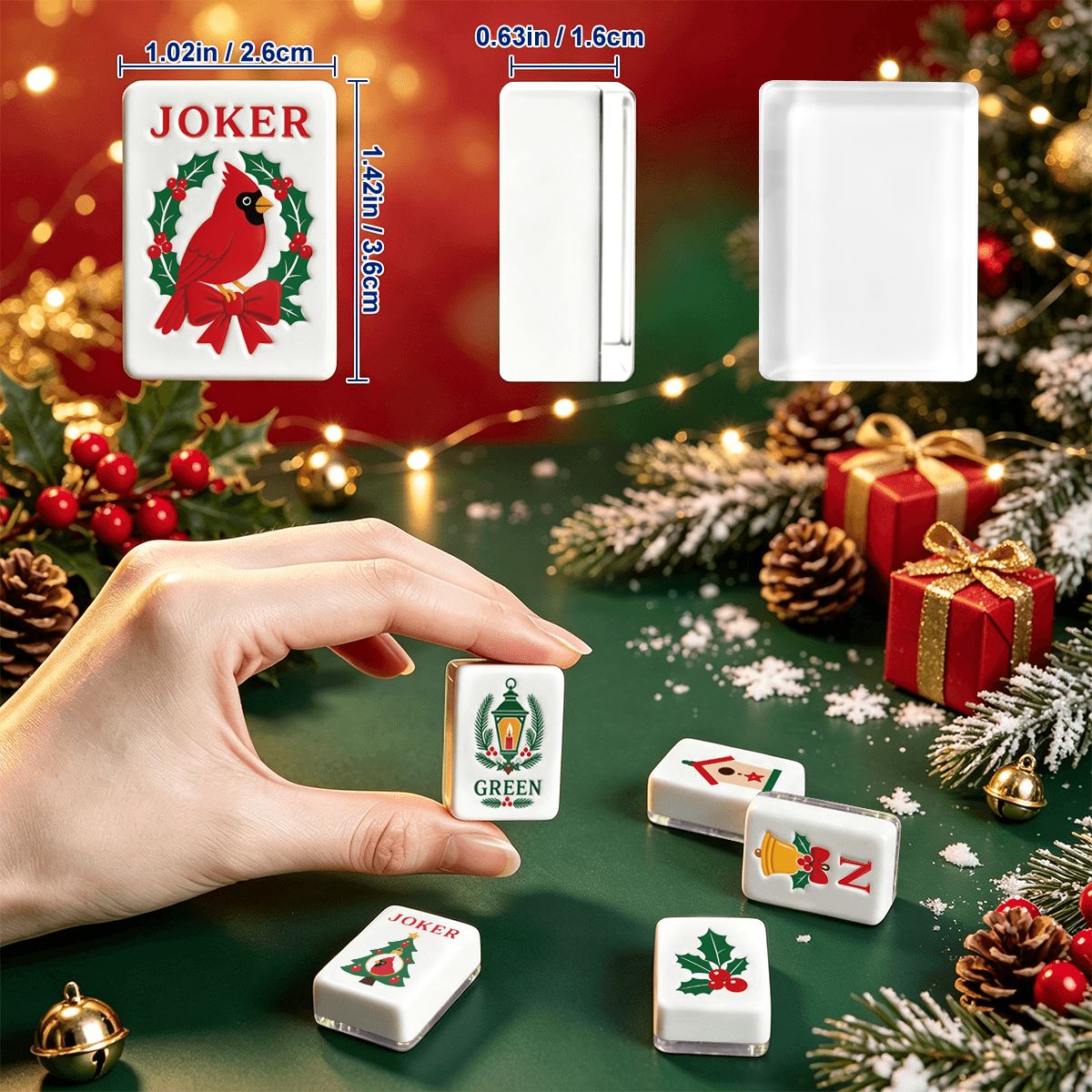 Christmas Cardinal American Mahjong Tile Set - Mahj Mat Studio