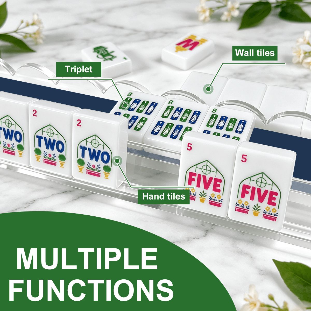 Classic Navy Mahjong Rack & Pusher Set of 4 - Mahj Mat Studio
