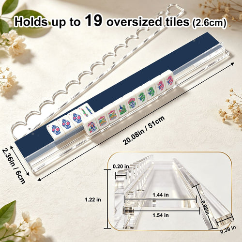 Classic Navy Mahjong Rack & Pusher Set of 4 - Mahj Mat Studio