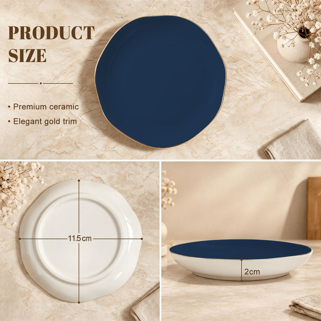 Classic Navy Scalloped Ceramic Mahjong Dice Tray - Mahj Mat Studio