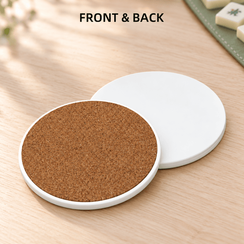 Classic White Ceramic Coasters with Holder | Set of 6 - Mahj Mat Studio