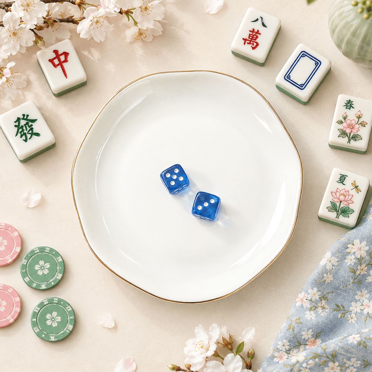 Classic White Scalloped Ceramic Mahjong Dice Tray - Mahj Mat Studio