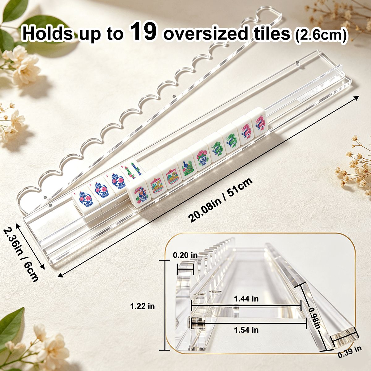 Crystal Clear Mahjong Rack & Pusher Set of 4 - Mahj Mat Studio