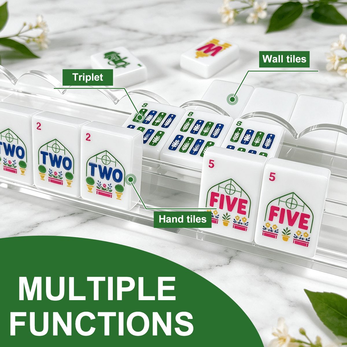 Crystal Clear Mahjong Rack & Pusher Set of 4 - Mahj Mat Studio