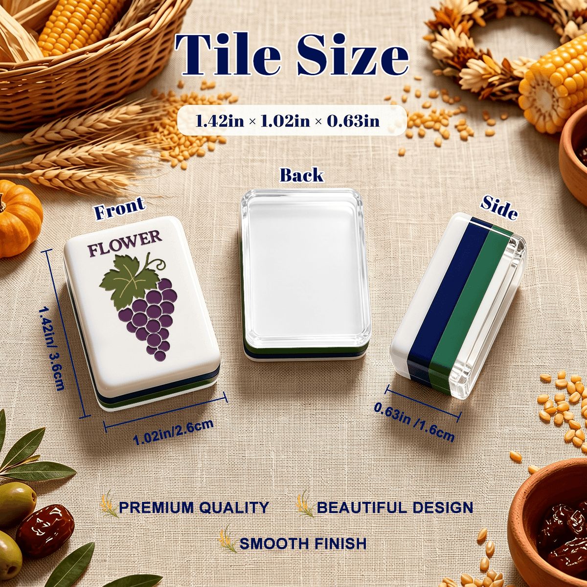 Earthy Botanical American Mahjong Tiles - Mahj Mat Studio