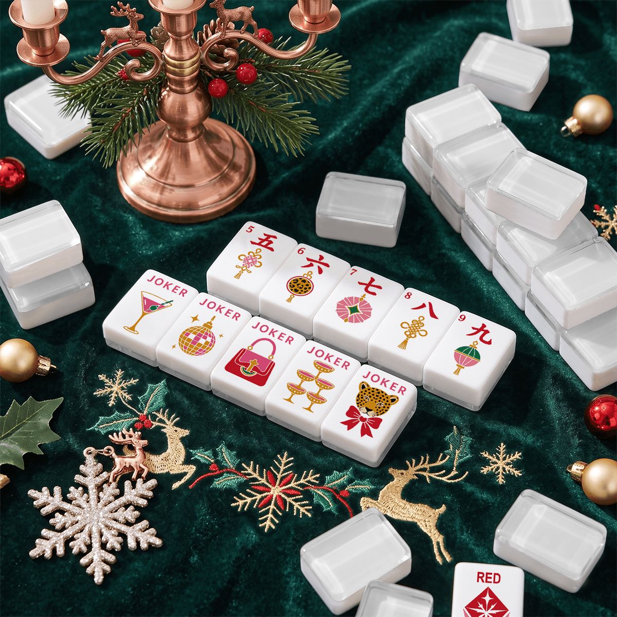 Glam Holiday American Mahjong Tile Set - Mahj Mat Studio