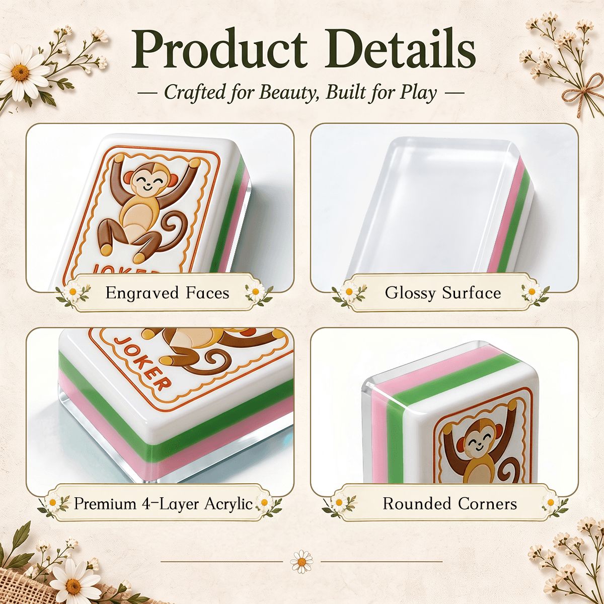 Modern Folk American Mahjong Tile Set - Mahj Mat Studio