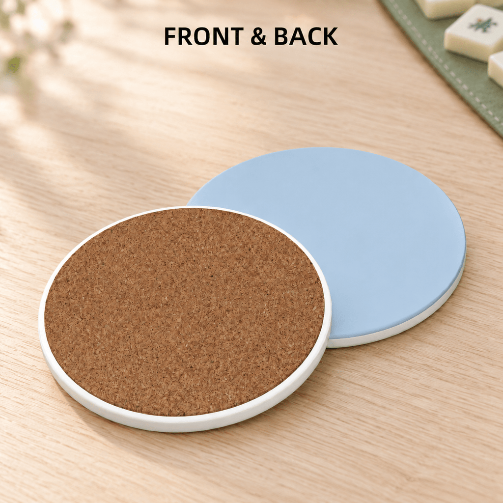 Powder Blue Ceramic Coasters with Holder | Set of 6 - Mahj Mat Studio