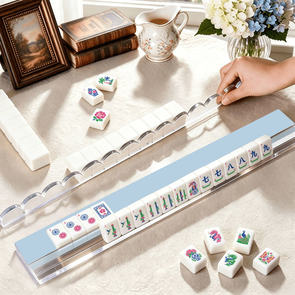 Powder Blue Mahjong Rack & Pusher Set of 4 - Mahj Mat Studio
