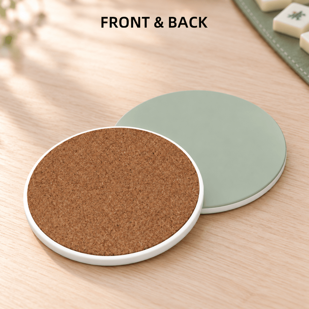 Sage Green Ceramic Coasters with Holder | Set of 6 - Mahj Mat Studio