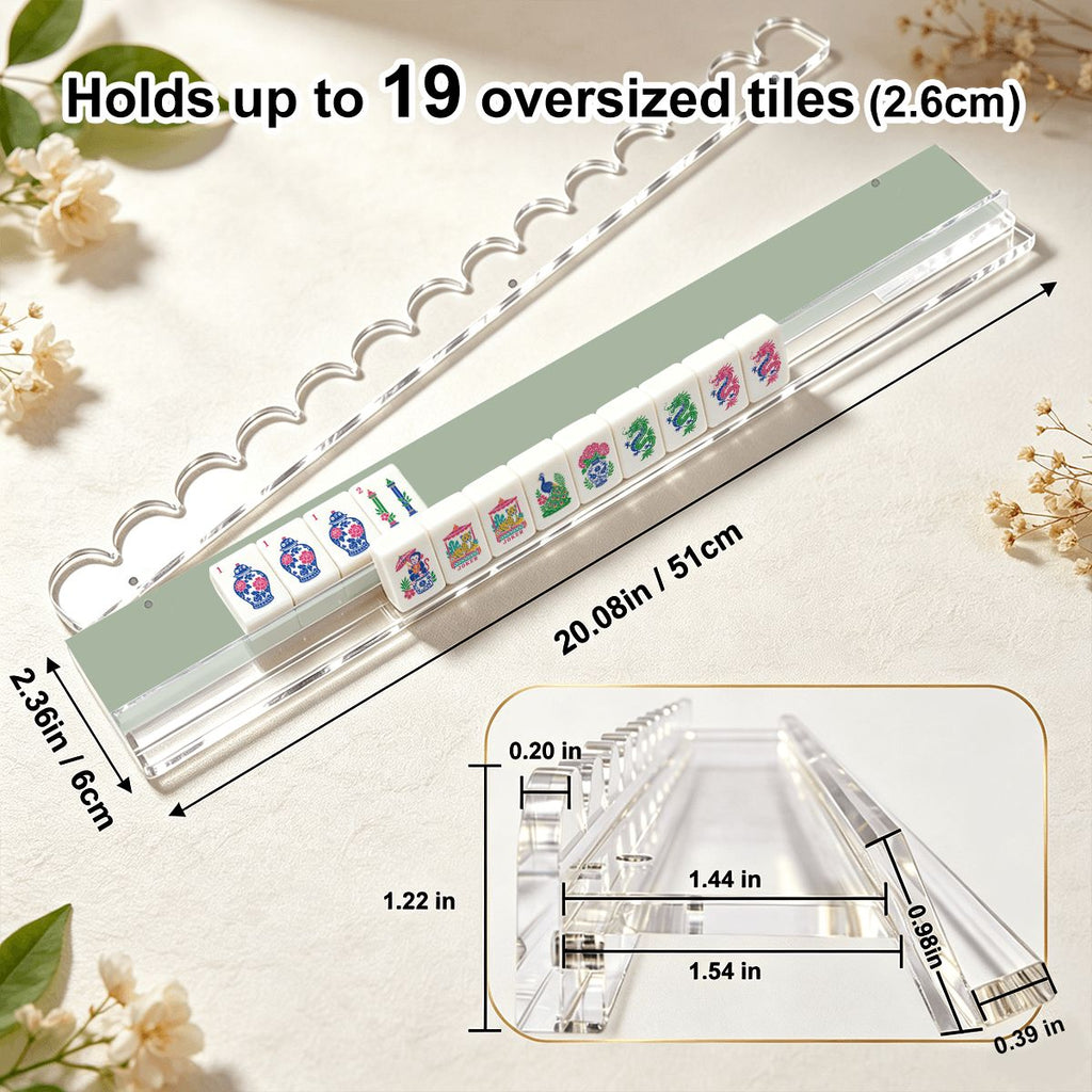 Sage Green Mahjong Rack & Pusher Set of 4 - Mahj Mat Studio