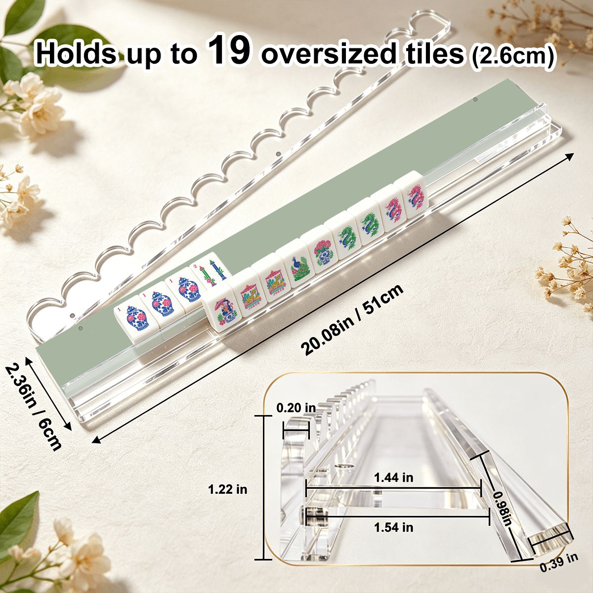 Sage Green Mahjong Rack & Pusher Set of 4 - Mahj Mat Studio