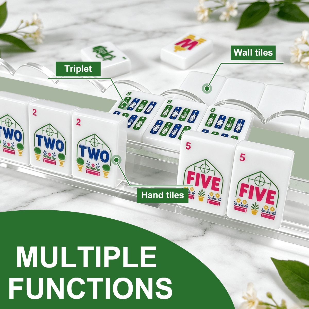 Sage Green Mahjong Rack & Pusher Set of 4 - Mahj Mat Studio